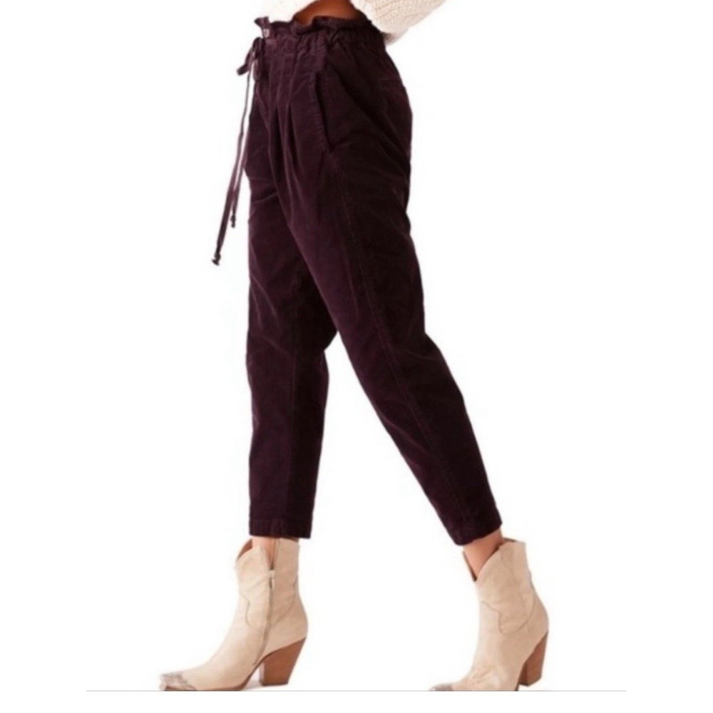 Free People Margate Corduroy Paperbag Trousers Size XS Rose Panther - Picture 2 of 15